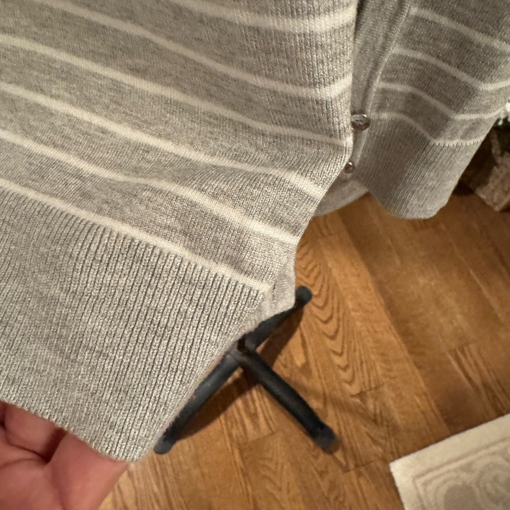 Jones New York Gray/White Striped Cardigan Sweater - Picture 7 of 11